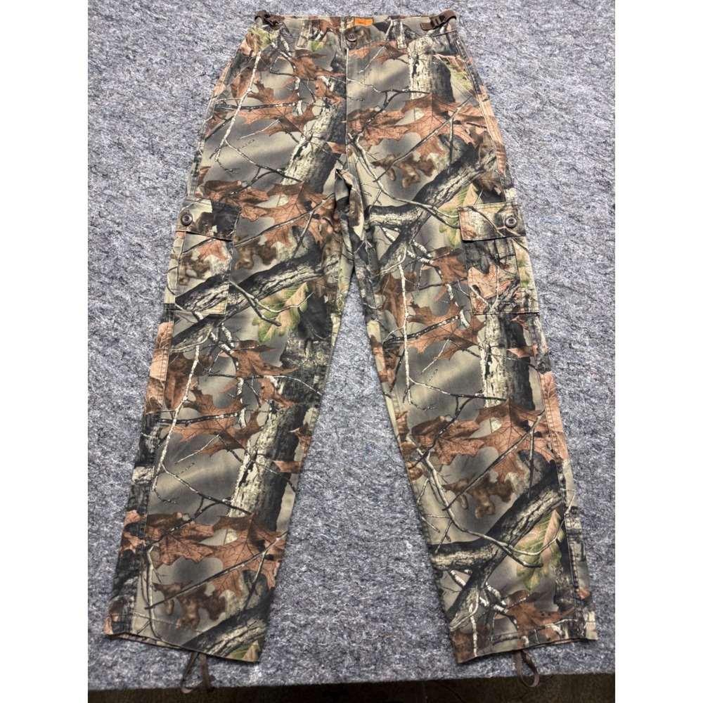 Trail Crest Mens Small Real Tree Camo Cargo Pants Hunting Oak Leaf Brown Green